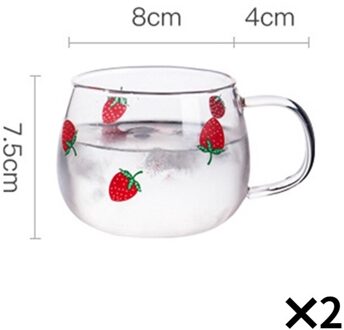 Glas Water Pitcher Met Aardbei Patroon, Glas Kruik Met Rvs Deksel En Filter, Hittebestendige Karaf, glas Cup Set 2 Cups
