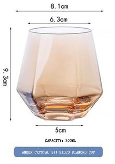 Glas Wijn Glazen Cocktail Bier Mok Geometrie Zeshoekige Gekleurde Crystal Cup Koffie Melk Sap Mok Herbruikbare Antislip Water cup amber