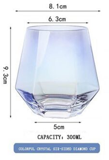 Glas Wijn Glazen Cocktail Bier Mok Geometrie Zeshoekige Gekleurde Crystal Cup Koffie Melk Sap Mok Herbruikbare Antislip Water cup kleurrijk
