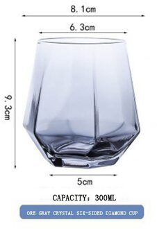 Glas Wijn Glazen Cocktail Bier Mok Geometrie Zeshoekige Gekleurde Crystal Cup Koffie Melk Sap Mok Herbruikbare Antislip Water cup Ore grijs