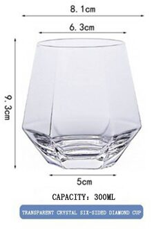 Glas Wijn Glazen Cocktail Bier Mok Geometrie Zeshoekige Gekleurde Crystal Cup Koffie Melk Sap Mok Herbruikbare Antislip Water cup transparant