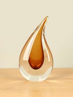 Glaskunst druppel oker, 20 cm