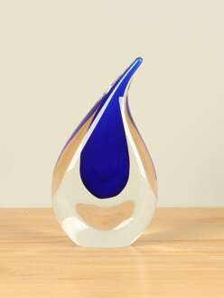 Glaskunst. Glassculptuur druppel kobalt, 20 cm