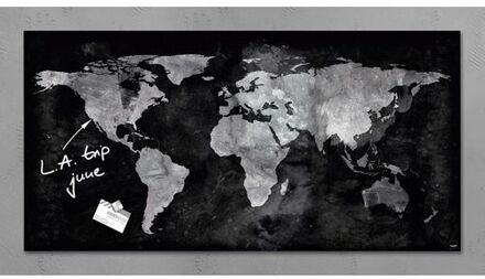 Glasmagneetbord Sigel Artverum 910x460x15mm wereldkaart