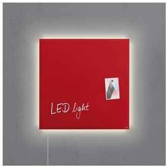 Glasmagneetbord Sigel Artverum LED light 480x480x15 rood