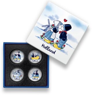 Glasmagneten Holland Kussend paar 4st multi