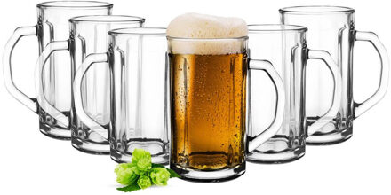 Glasmark Bierglazen - Bierpullen - transparant glas - 6x stuks - 500 ml - Oktoberfest - Bierglazen