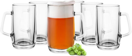 Glasmark Bierglazen - Bierpullen - transparant glas - 6x stuks - 500 ml - Oktoberfest - Bierglazen