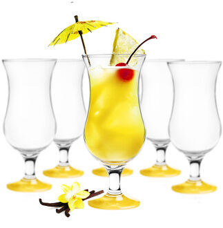 Glasmark Cocktail glazen - 6x - 420 ml - geel - glas - pina colada glazen - Cocktailglazen