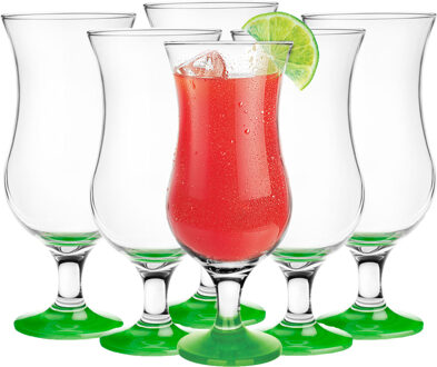 Glasmark Cocktail glazen - 6x - 420 ml - groen - glas - pina colada glazen - Cocktailglazen