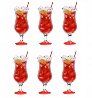 Glasmark Cocktail glazen - 6x - 420 ml - rood - glas - pina colada glazen - Cocktailglazen