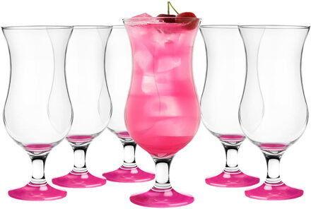 Glasmark Cocktail glazen - 6x - 420 ml - roze - glas - pina colada glazen - Cocktailglazen