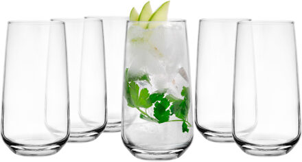 Glasmark Longdrinkglazen - 6x - Tumblers - 480 ml - glas - waterglazen - Longdrinkglazen Transparant