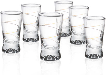 Glasmark Shotglaasjes - 12x - gold collection - 25 ml - glas - borrelglazen - Shotglazen Goudkleurig