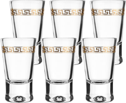 Glasmark Shotglaasjes - 12x - gold collection - 25 ml - glas - borrelglazen - Shotglazen Multikleur