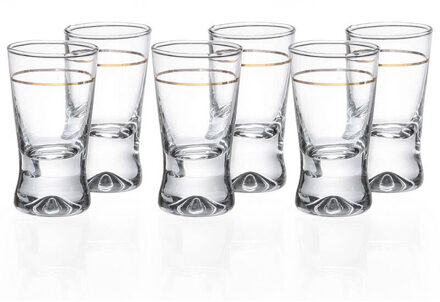 Glasmark Shotglaasjes - 12x - gold collection - 25 ml - glas - borrelglazen - Shotglazen Transparant