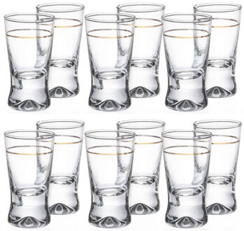 Glasmark Shotglaasjes - 24x - gold collection - 25 ml - glas - borrelglazen - Shotglazen Transparant