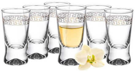 Glasmark Shotglaasjes - 6x - gold collection - 25 ml - glas - borrelglazen - Shotglazen Multikleur