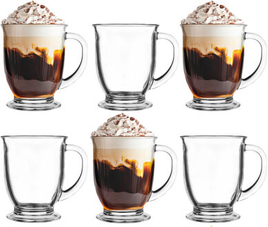 Glasmark Theeglazen/koffie glazen Bristol - transparant glas - 12x stuks - 400 ml - Koffie- en theeglazen