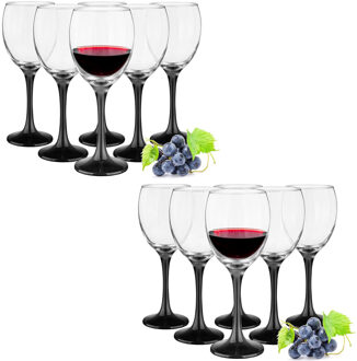 Glasmark Wijnglazen - 12x - Black collection - 300 ml - glas - Wijnglazen Zwart