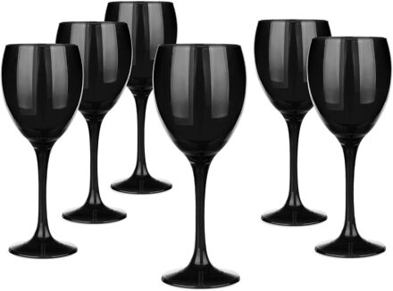 Glasmark Wijnglazen - 6x - Black collection - 300 ml - glas - Wijnglazen Zwart