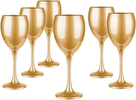 Glasmark Wijnglazen - 6x - Gold collection - 300 ml - glas - Wijnglazen Goudkleurig