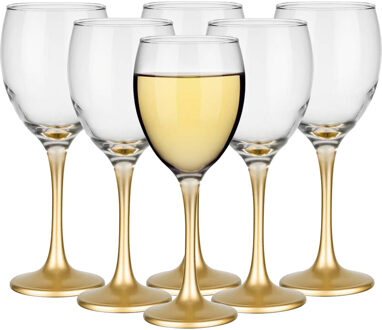 Glasmark Wijnglazen - 6x - Gold collection - 300 ml - glas - Wijnglazen Goudkleurig