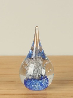 Glasobject Vulcano blauw, 13 cm