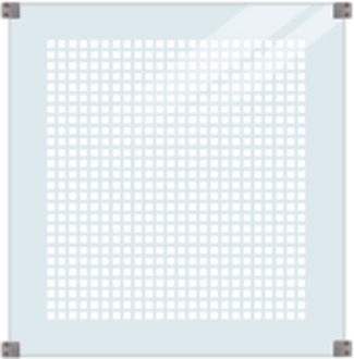 Glasplaat | Gehard mat glas 6 mm blok opdruk tbv ronde palen (90 x 91 cm)