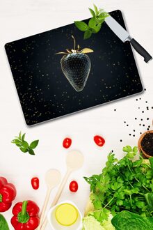 Glass Cutting Board Gold Strawberry Patterned Glass Cutting Board Antibacterial Glass Cutting Table 30 Cm X 40 Cm