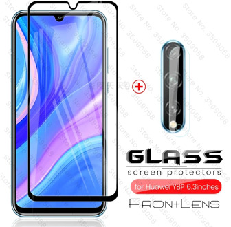 glass for huawei y8p 2020 glasses on the screen and camera lens protective film to huaweiy8p huiweiy y8 p y 8p aqm-lx1 6.3''