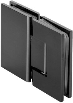Glasscharnier 180 graden 2 stuks PVD gunmetal geborsteld Wit Chroom