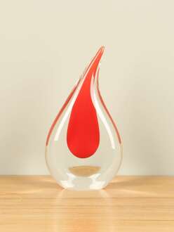 Glassculptuur druppel rood, 20 cm