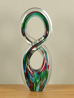 Glassculptuur Infinity blauw/rood, 39 cm