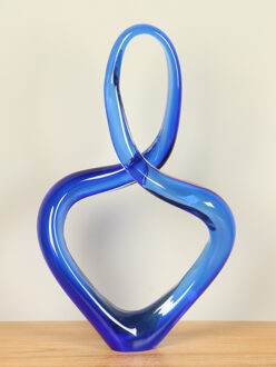 Glassculptuur NZS-810 blauw, 43 cm
