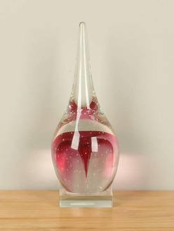Glazen beeld ZS-170v, glazen druppel roze, glasdruppel roze, glassculptuur
