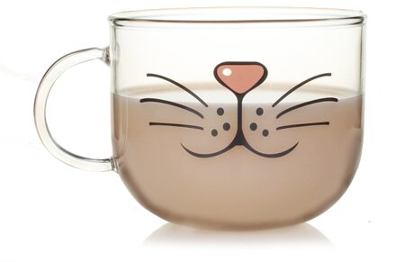 Glazen Beker Kat Gezicht Mokken Koffie Thee Melk Ontbijt Mok Creatieve 540Ml