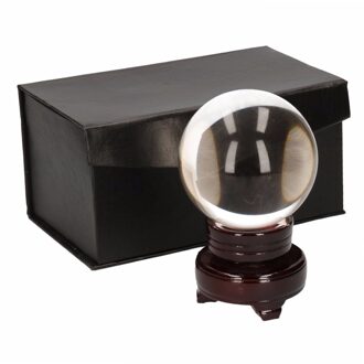Glazen bol/kristallen bol - waarzeggers decoratie - 8 cm - op houten voet