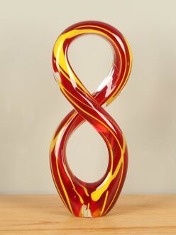 Glazen decoratie rood/geel, 29 cm, A47, Glaskunst, Glassculptuur, Glazen Beeld