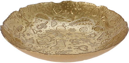 Glazen decoratie schaal/fruitschaal goud rond D40 x H7 cm - Fruitschalen Goudkleurig