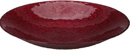 Glazen decoratie schaal/fruitschaal rood rond D30 x H6 cm