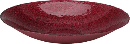 Glazen decoratie schaal/fruitschaal rood rond D40 x H7 cm - Fruitschalen