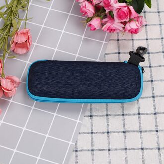 Glazen Doos Denim Stof Rits Zonnebril Bescherming Container Creatieve Rits Potlood Tas Schooltas Briefpapier Blauw