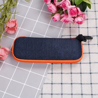 Glazen Doos Denim Stof Rits Zonnebril Bescherming Container Creatieve Rits Potlood Tas Schooltas Briefpapier Oranje