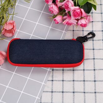 Glazen Doos Denim Stof Rits Zonnebril Bescherming Container Creatieve Rits Potlood Tas Schooltas Briefpapier Rood