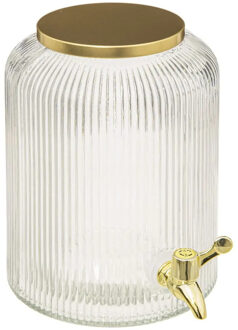 Glazen drank dispenser 5 liter met gouden metalen kraantje