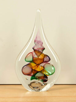 Glazen druppel kleurrijk met bruintinten, 22 cm