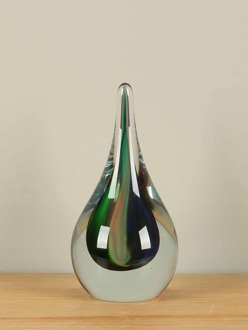 Glazen druppel Regenboog 16 cm.