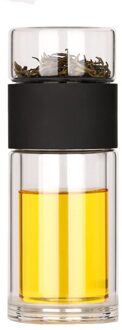 Glazen Fles Dubbele Glas Water Fles Met Case Thee Drinken Fles Zetgroep Tumbler Drinkware Fles Milieuvriendelijke zwart