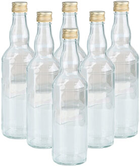 Glazen fles met schroefdop van 500 ml - 6x - Weckflessen - Waterflessen - Olie flessen
